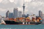 ID 10479 MSC BANU (2004/35954grt/42196dwt/IMO 9263332, ex-MSC QUEENSLAND, NORTHERN DEVOTION. Renamed MSC BANU III in 2023) outbound from Auckland following her maiden call.
